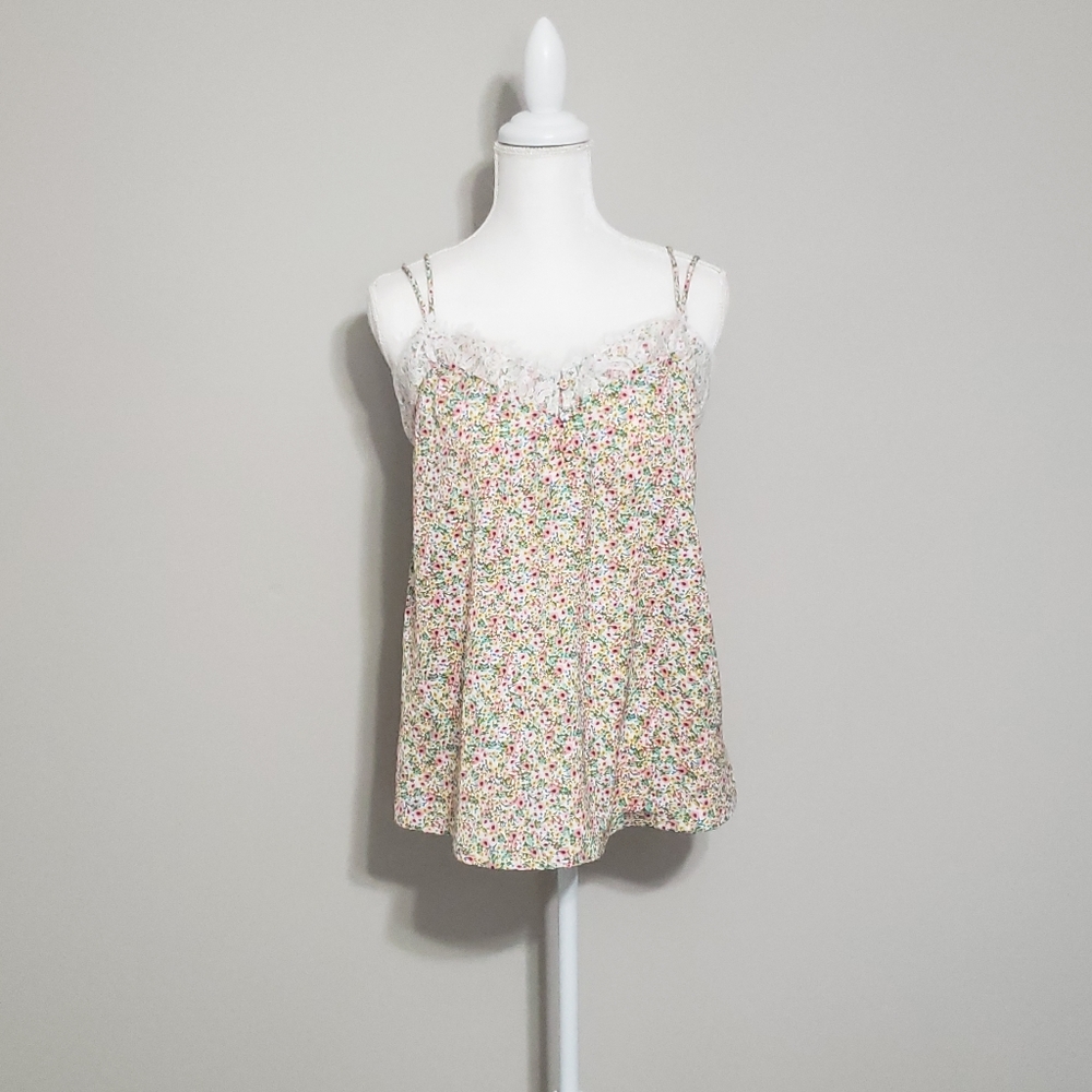 NWT Entro Floral Cami with Lace+Adjustable Straps